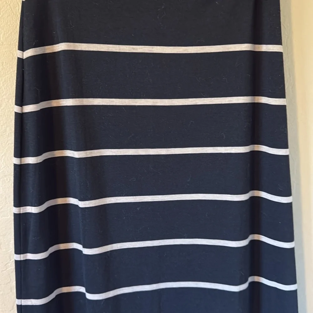 Ambiance Apparel Women’s Knit Striped Black and Tan Long Skirt size Large